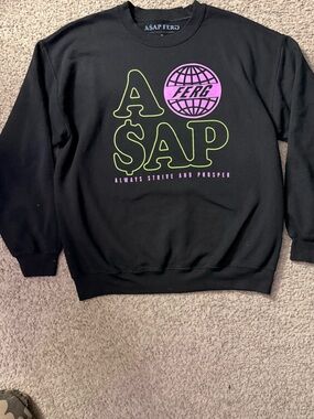 ASAP Ferg ' Black Sweatshirt with Neon Green & Pink Graphic